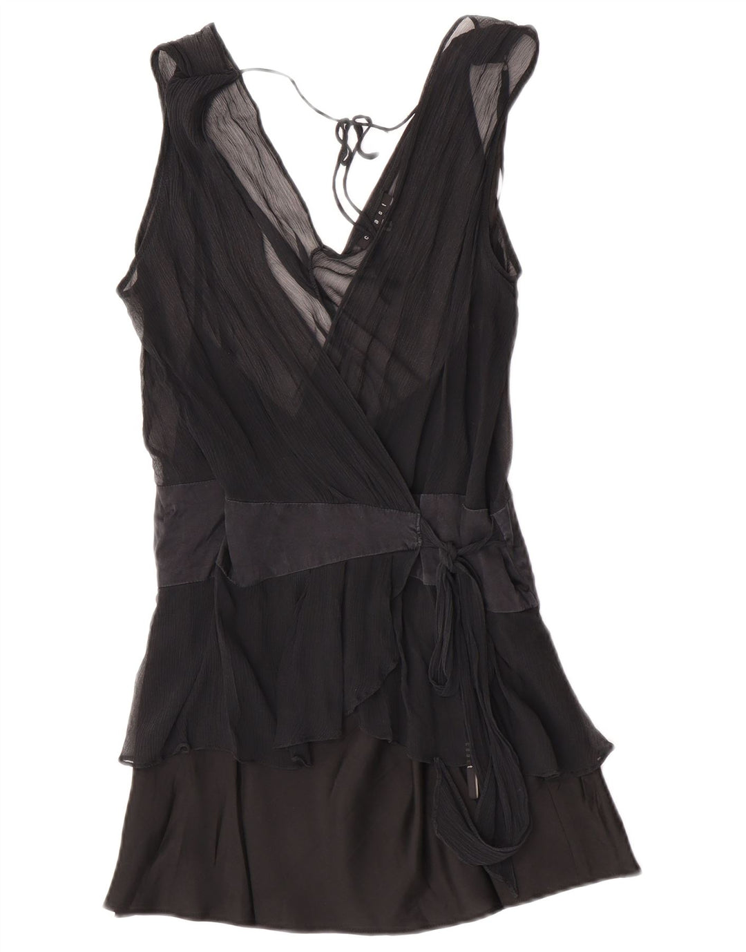 Top camicetta avvolgente senza maniche da donna Coast UK 16 grande seta nera