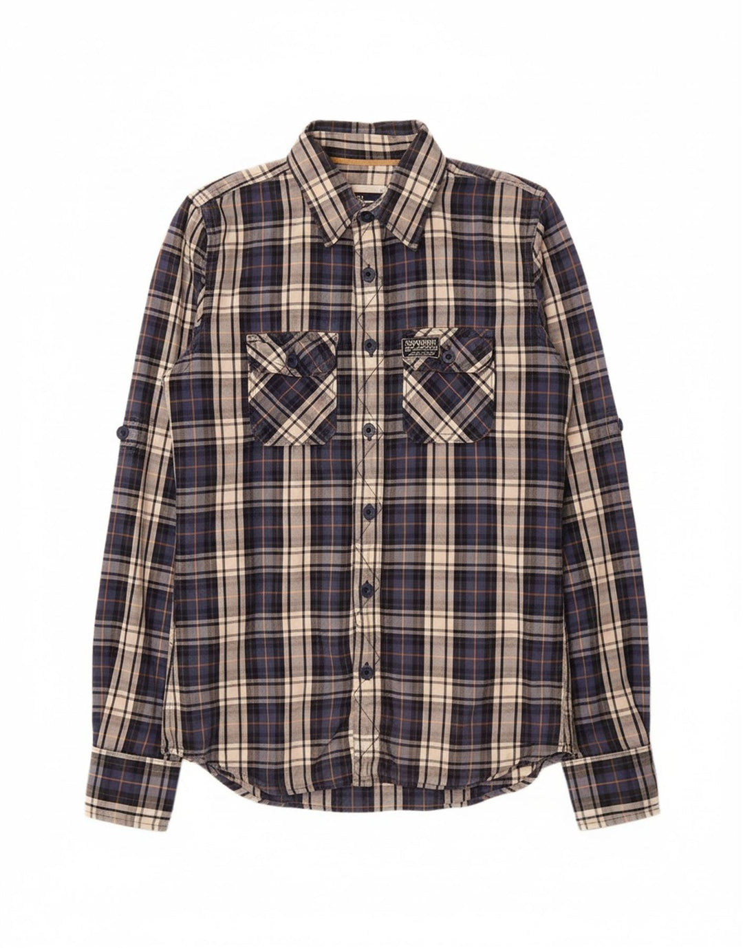 SUPERDRY Mens Flannel Shirt Medium Blue Check Cotton