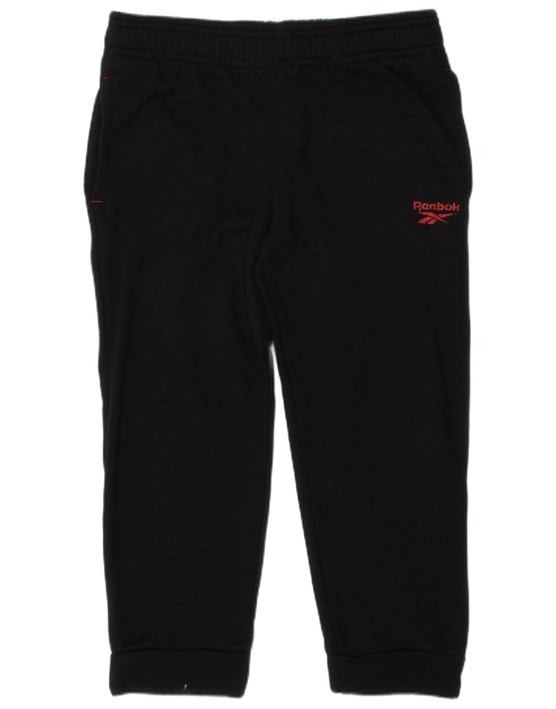 REEBOK Boys Tracksuit Trousers Joggers 5-6 Years Black Polyester