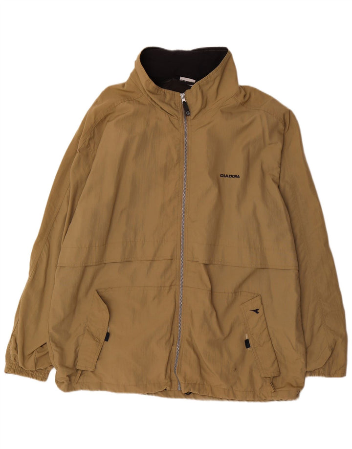 Giacca antipioggia con cappuccio da uomo Diadora UK 40 Large Khaki Poliammide
