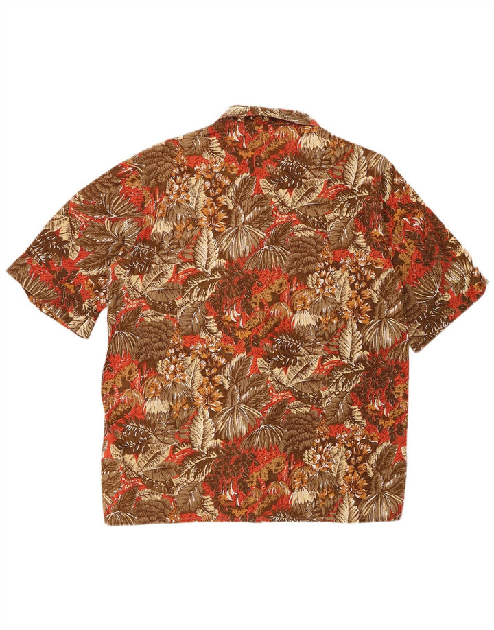 Camicia a maniche corte da uomo Privilegi in cotone floreale marrone medio
