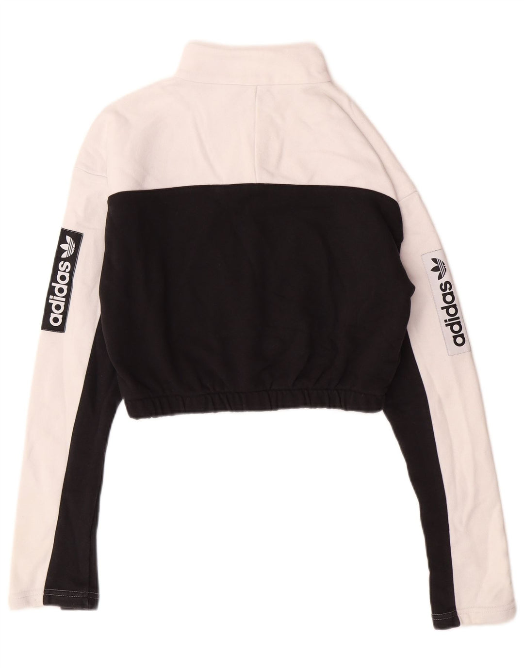 Felpa con grafica corta ADIDAS da donna UK 8 Small White Colourblock