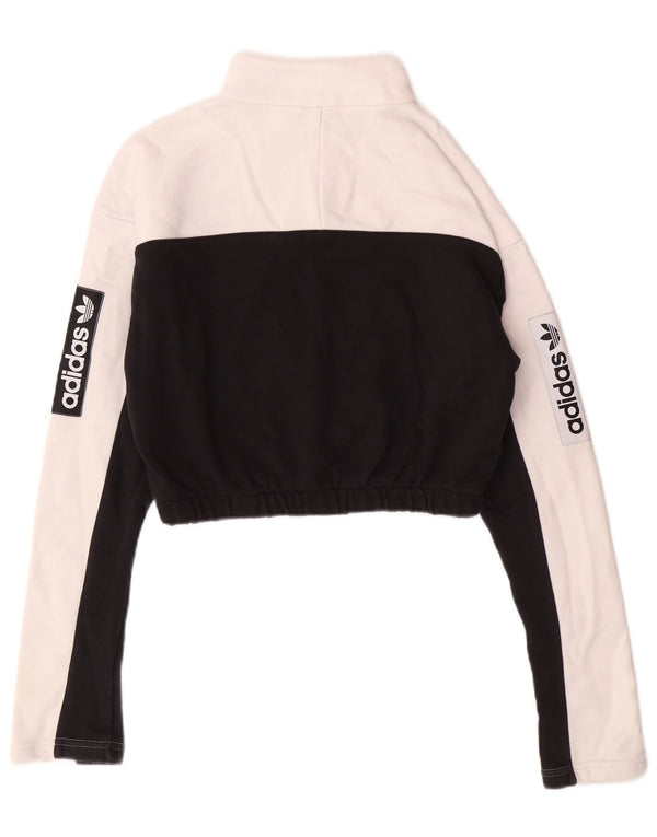 Felpa con grafica corta ADIDAS da donna UK 8 Small White Colourblock