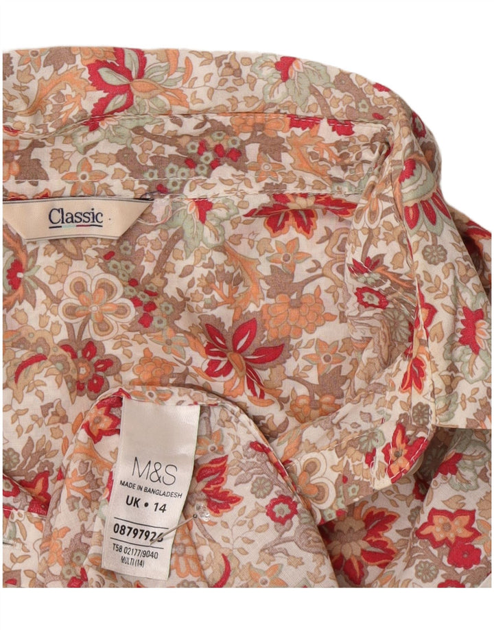Camicia da donna Marks & Spencer UK 14 Grande cotone floreale multicolore