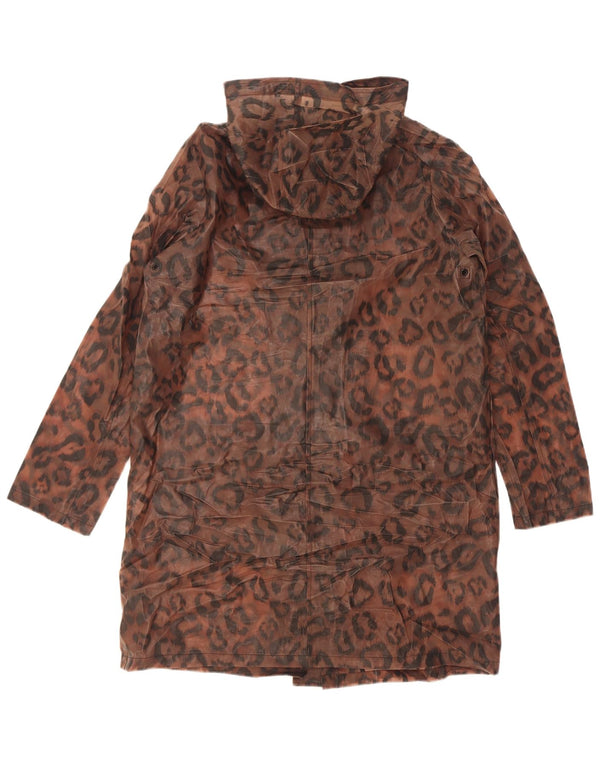 Impermeabile con cappuccio da donna Marks & Spencer UK 12 marrone medio stampa animalier