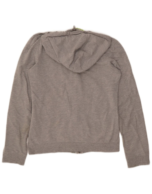 Maglione con cappuccio e zip grafica da donna ADIDAS UK 8/10 piccolo cotone grigio