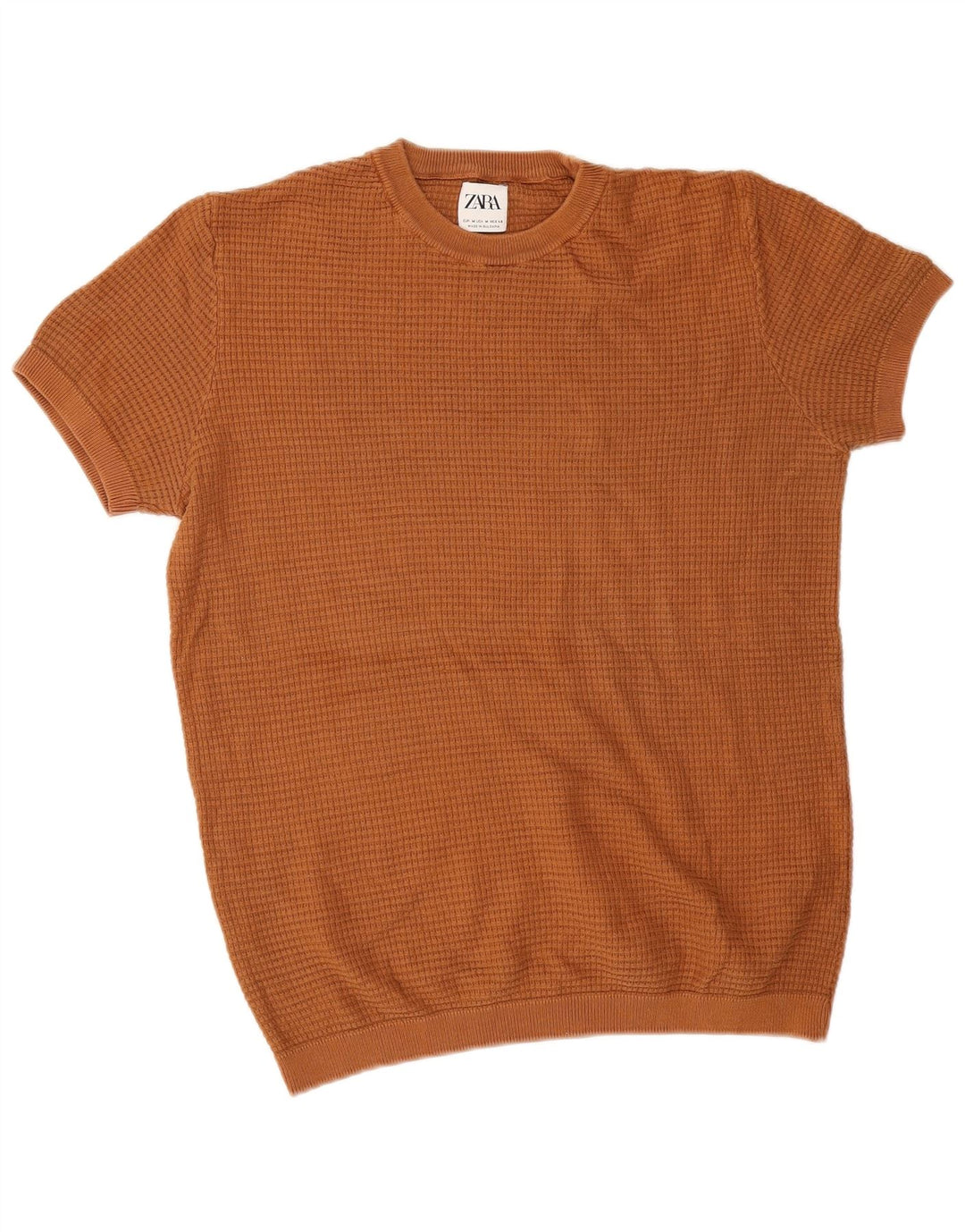 Maglione Zara da uomo girocollo a maniche corte marrone medio
