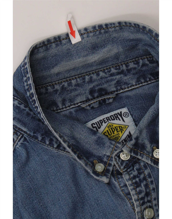 Camicia di jeans da uomo Superdry XL in cotone blu