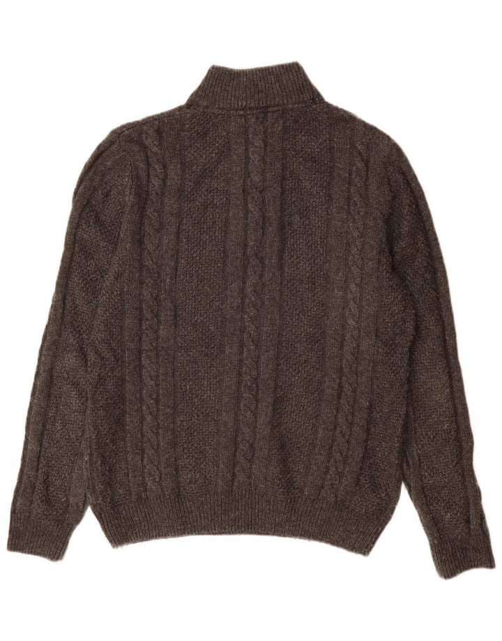 Crew Clothing Maglione da uomo con zip e collo grande in lana grigia