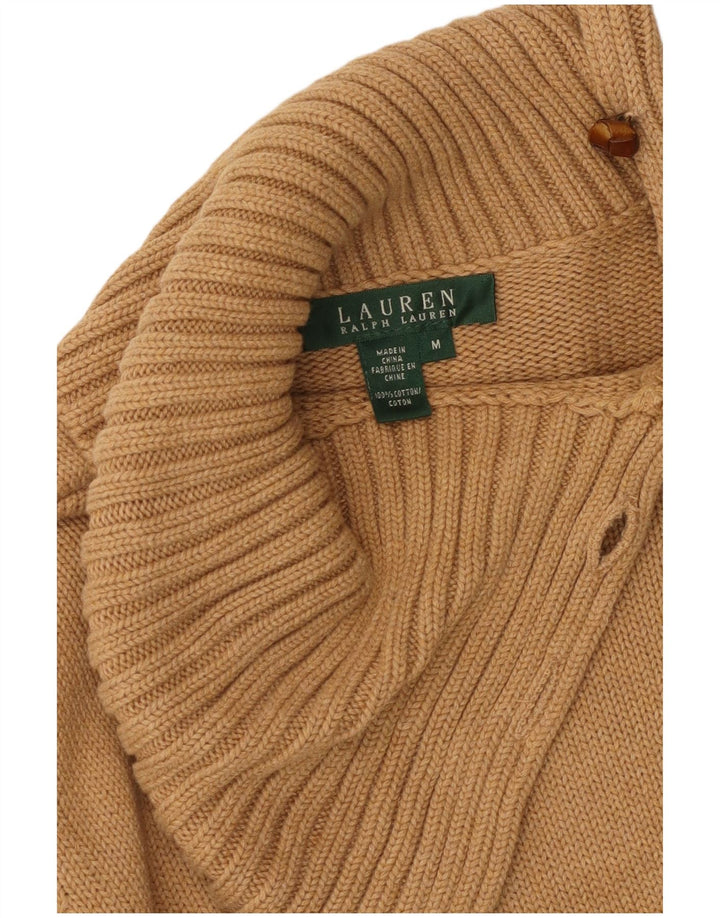 RALPH LAUREN Maglione da donna con collo a bottoni UK 12 Cotone beige medio