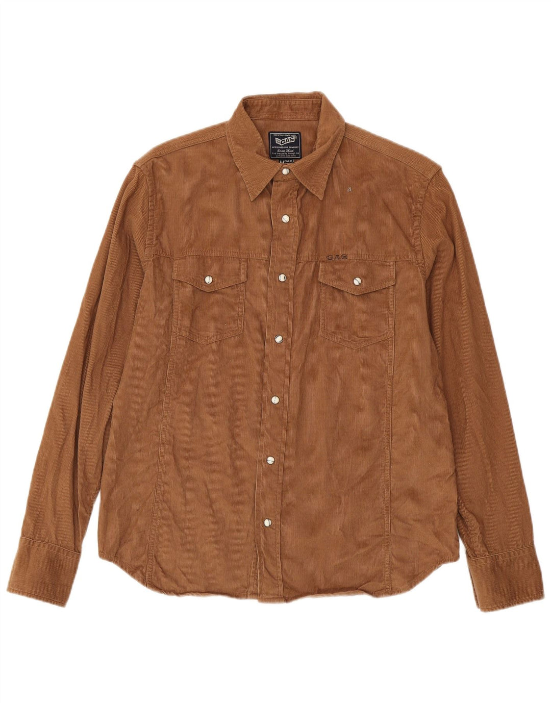Camicia da uomo in velluto a coste Gas, cotone marrone medio