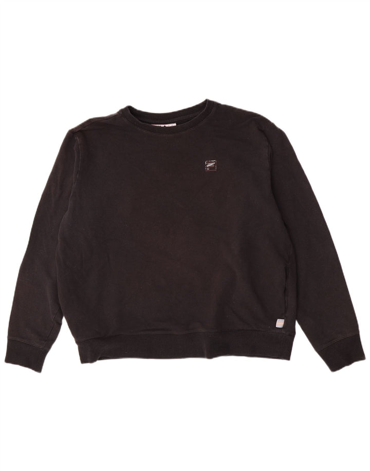 Felpa oversize da donna Fila maglione UK 16 grande cotone nero