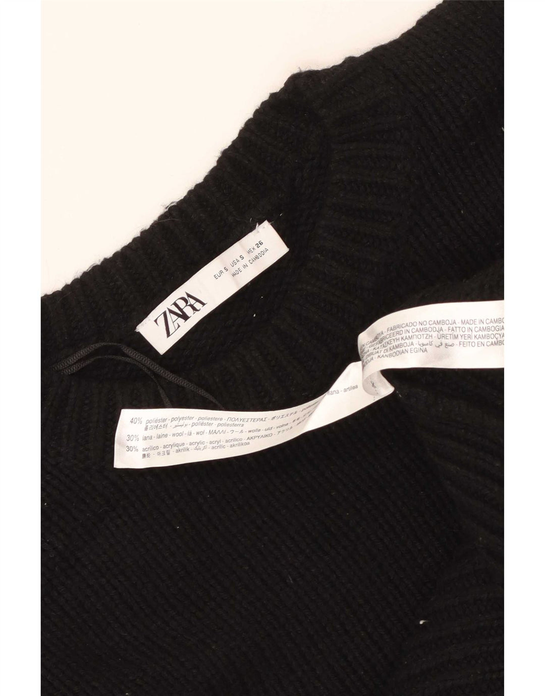Maglione maglione girocollo oversize da donna Zara UK 10 piccolo poliestere nero