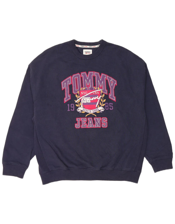 Tommy Hilfiger Uomo Felpa con vestibilità comoda grafica Maglione medio blu navy