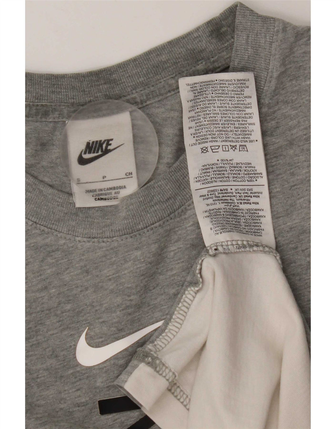 T-shirt grafica da uomo Nike Top Small in cotone color block grigio