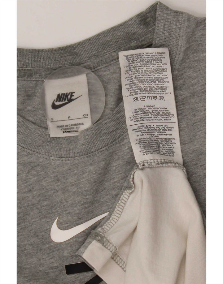 T-shirt grafica da uomo Nike Top Small in cotone color block grigio