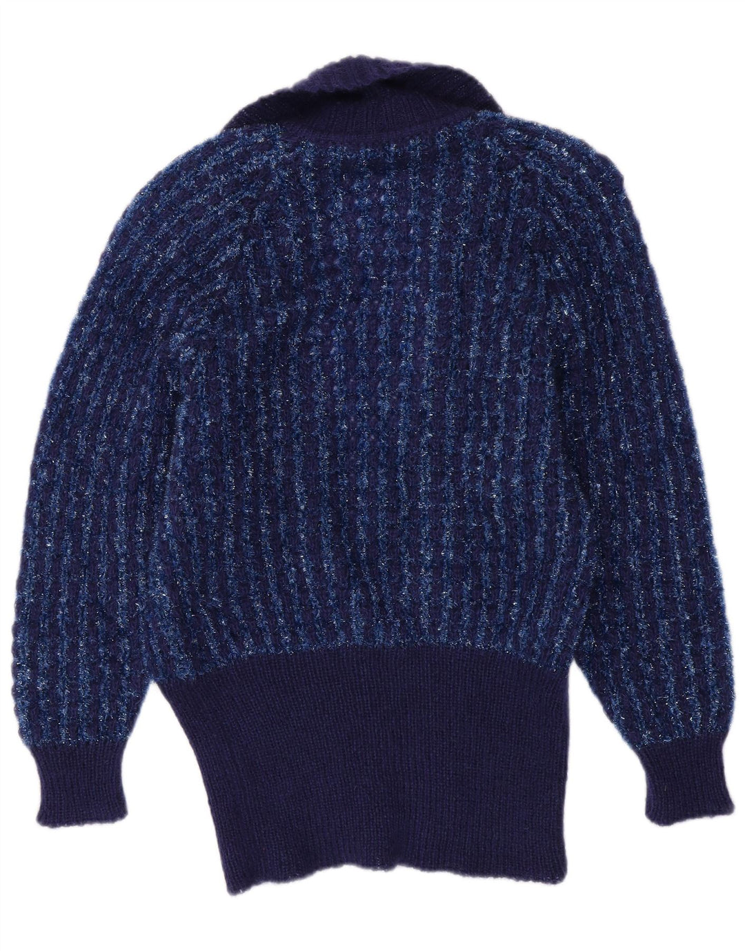 Maglione cardigan da donna VINTAGE IT 44 medio blu navy a righe