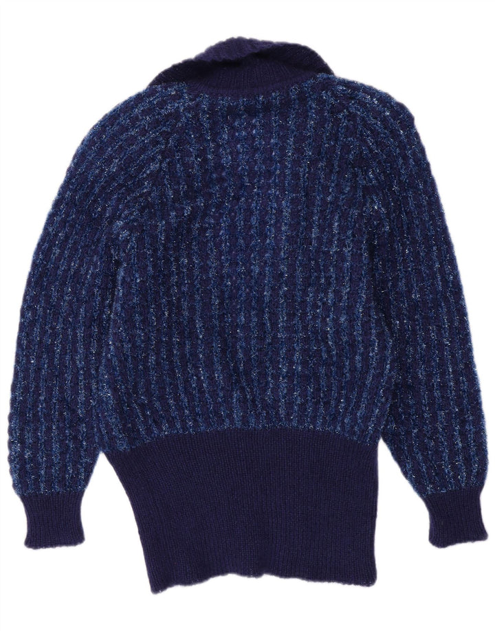 Maglione cardigan da donna VINTAGE IT 44 medio blu navy a righe