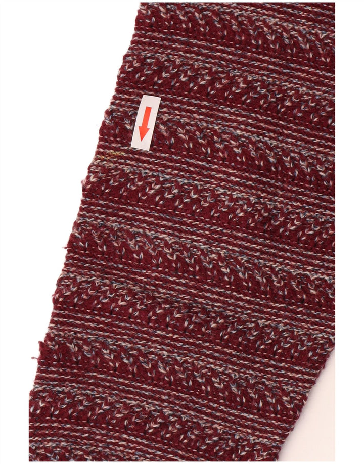 Rio Mens V-Neck Jumper Sweater IT 50 Medium Maroon Striped Polyacrylic