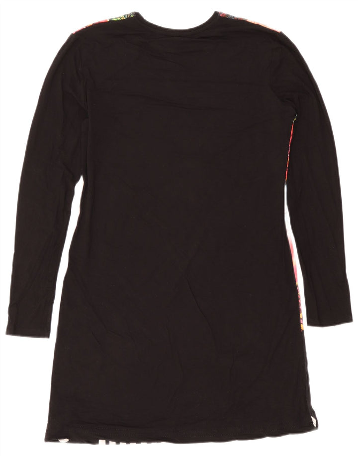 Desigual Abito T-shirt a maniche lunghe da donna UK 14 Patchwork medio nero