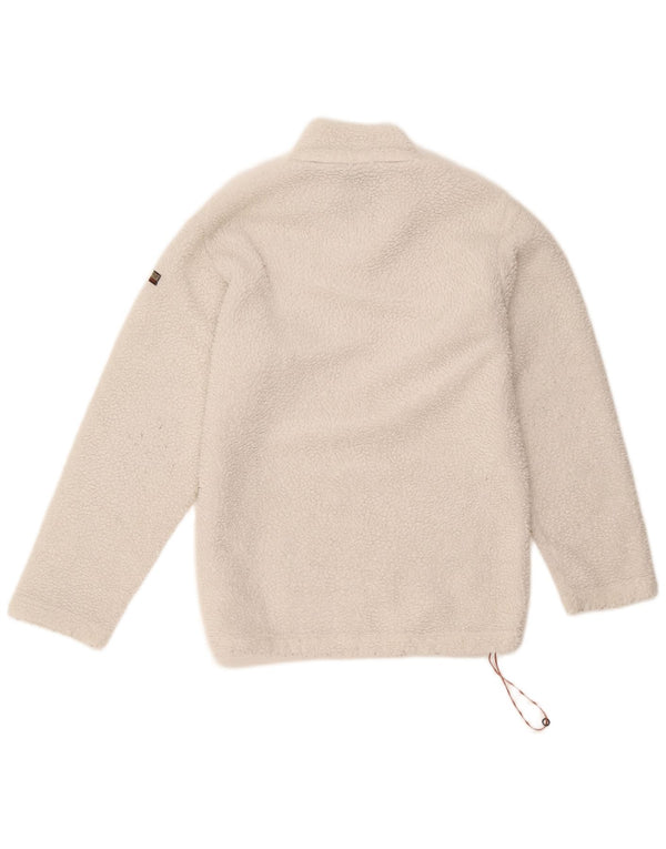 Maglione in pile da uomo Napapijri con collo con zip geografica, piccolo in poliestere bianco