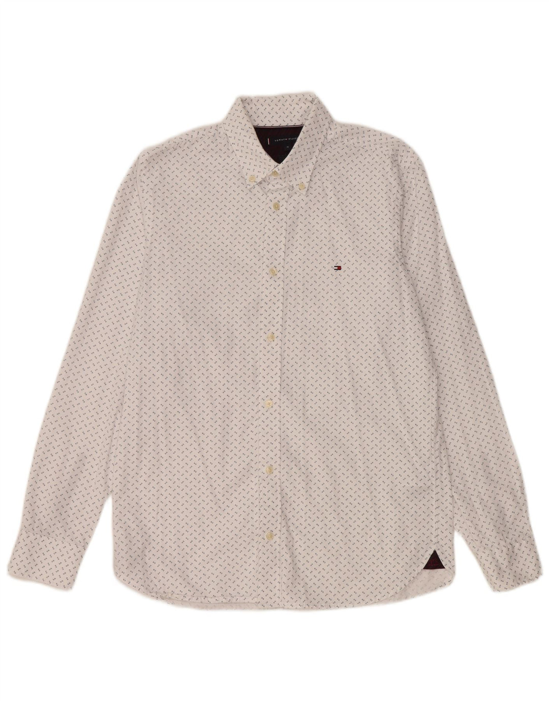 Camicia slim fit da uomo Tommy Hilfiger cotone maculato bianco medio