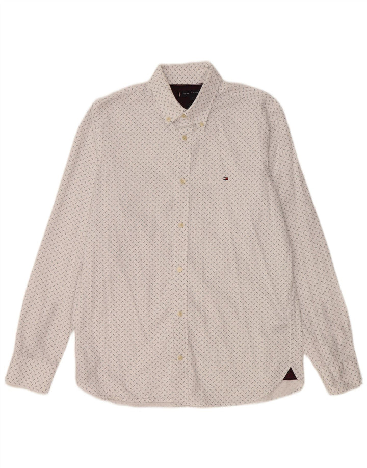 Camicia slim fit da uomo Tommy Hilfiger cotone maculato bianco medio