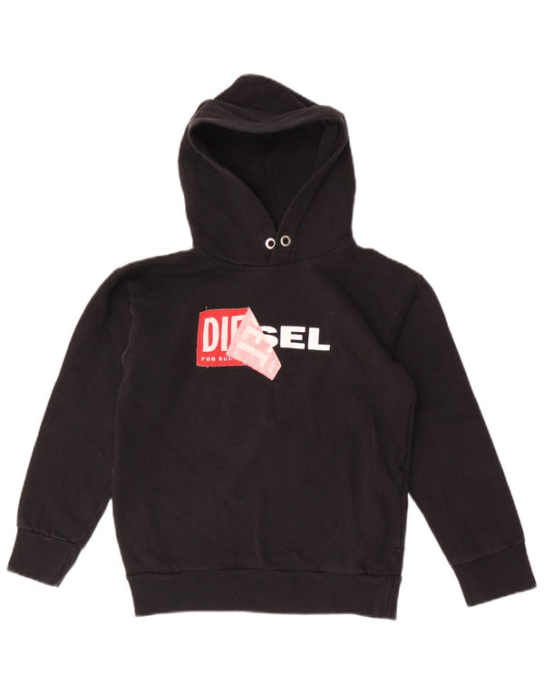 Diesel Felpa con cappuccio grafica per ragazzi 9-10 anni in cotone nero