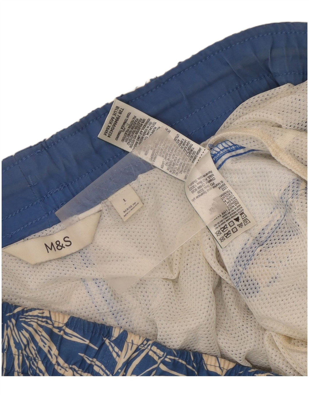 Pantaloncini da bagno da uomo Marks & Spencer grandi in poliestere floreale blu