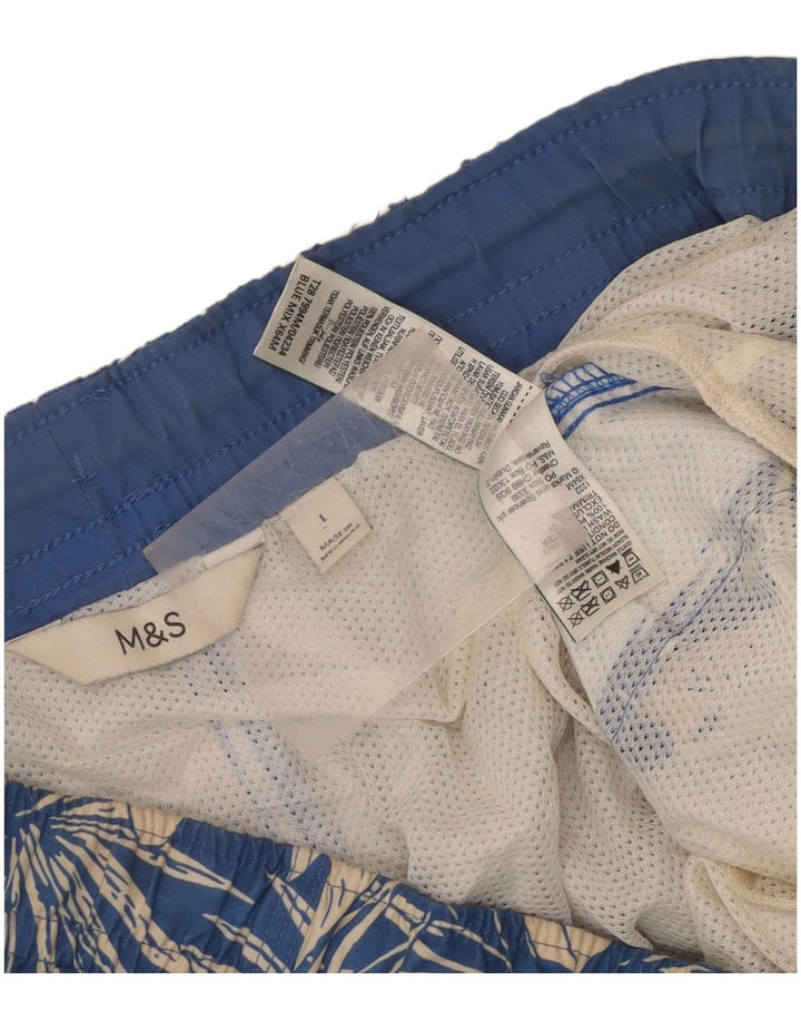Pantaloncini da bagno da uomo Marks & Spencer grandi in poliestere floreale blu