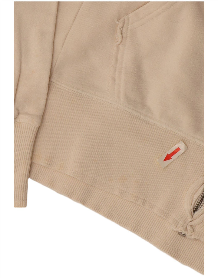 Maglione con cappuccio e zip grafica da uomo Sasch, grande, in cotone bianco sporco