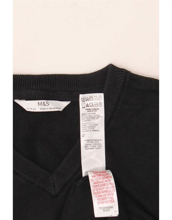 Maglione Marks & Spencer da bambino con scollo a V 13-14 anni in cotone nero