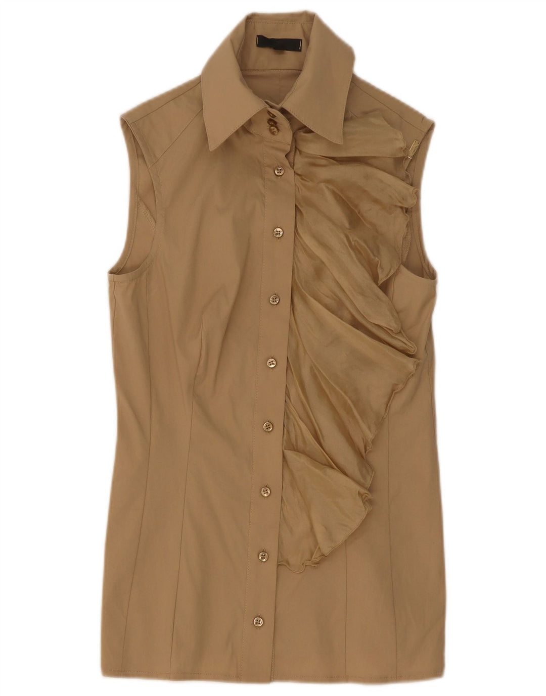Camicetta Camicia Donna con Volant sul Davanti Elisabetta Franchi IT 42 Beige Medio