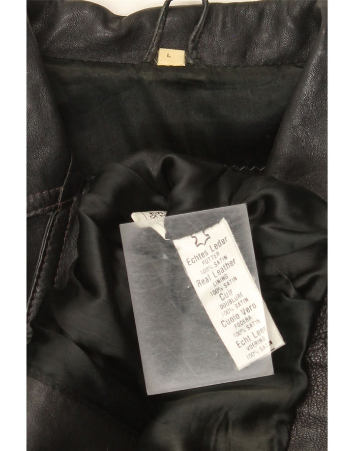Giacca da motociclista in pelle da donna vintage UK 14 grande in pelle nera
