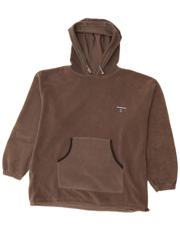 Maglione in pile con cappuccio da uomo VINTAGE grande poliestere grigio