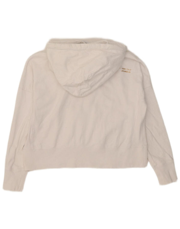 Maglione da donna con cappuccio grafico oversize corto Superdry UK 8 piccolo bianco