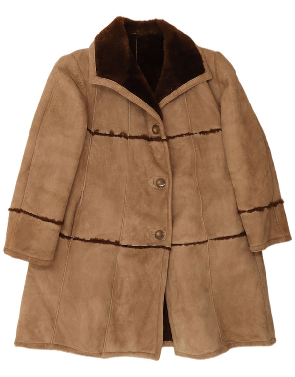 Cappotto in shearling vintage da donna UK 16 grande beige
