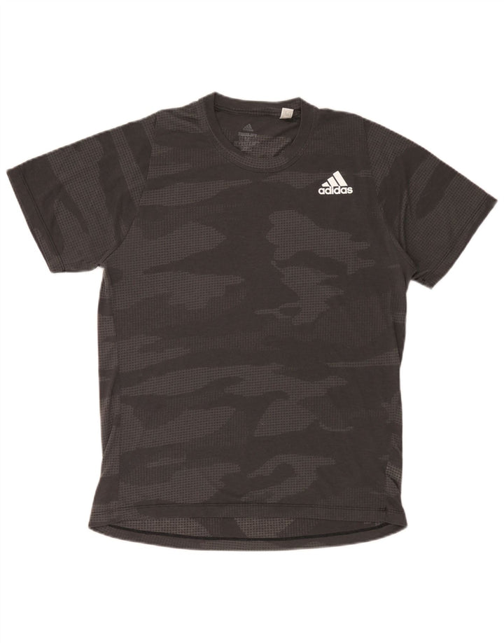 T-shirt Adidas Climalite da uomo Top in poliestere mimetico grigio medio