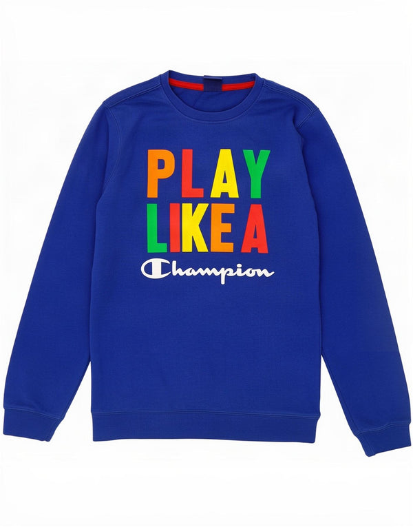 Felpa grafica Champion da ragazzo, 13-14 anni, XL, cotone blu