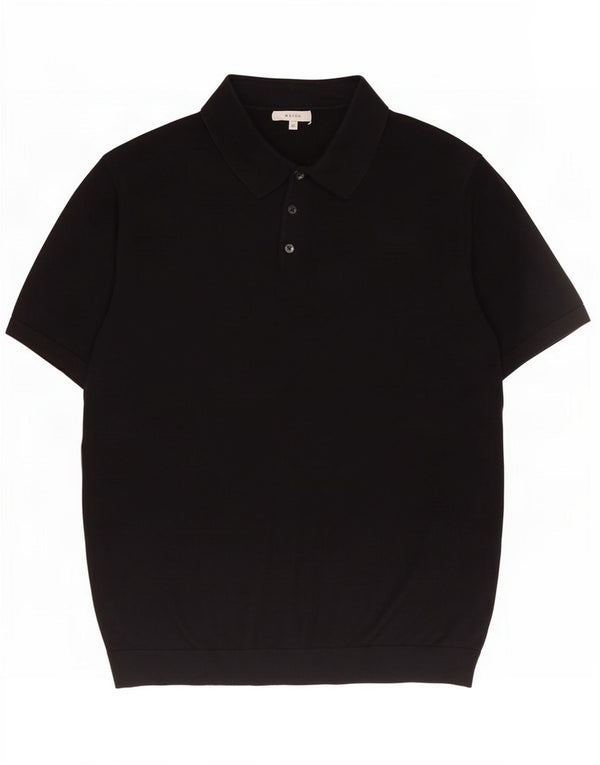 Maglione Reiss da uomo a maniche corte con collo a polo XL in cotone blu navy