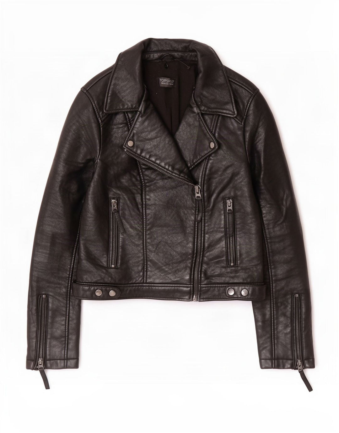 Giacca da motociclista in pelle da donna Topshop UK 12 media nera
