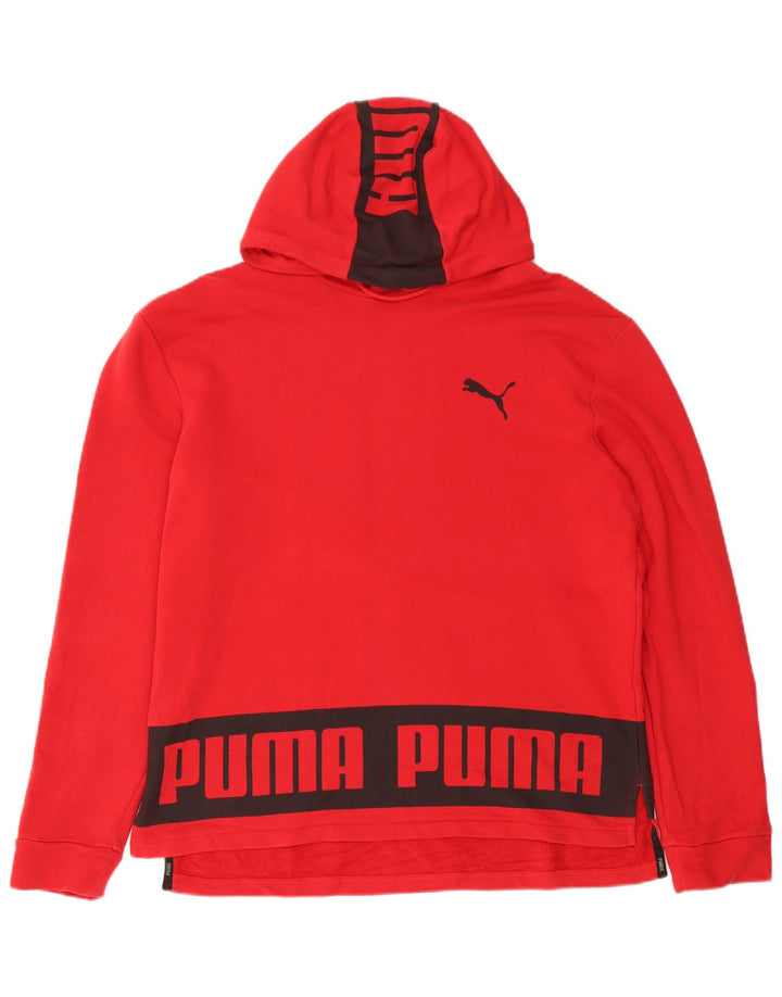 Felpa con cappuccio grafica PUMA da uomo grande color block rosso