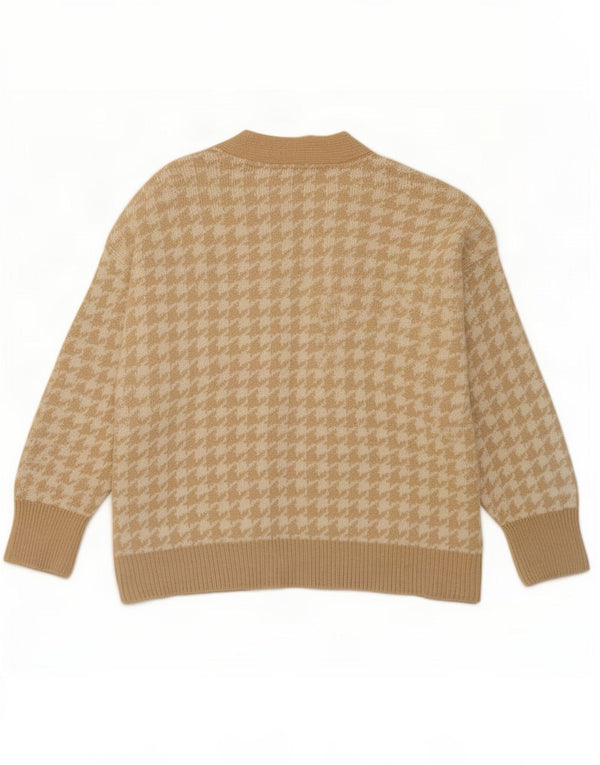 Topshop Womens Oversized Cardigan Sweater UK 10 Small Beige Houndstooth