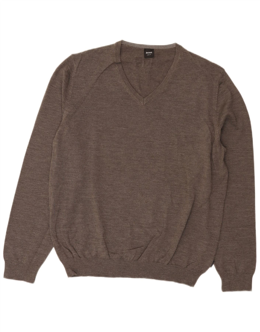 Maglione da uomo HUGO BOSS slim fit con scollo a V 3XL lana grigia