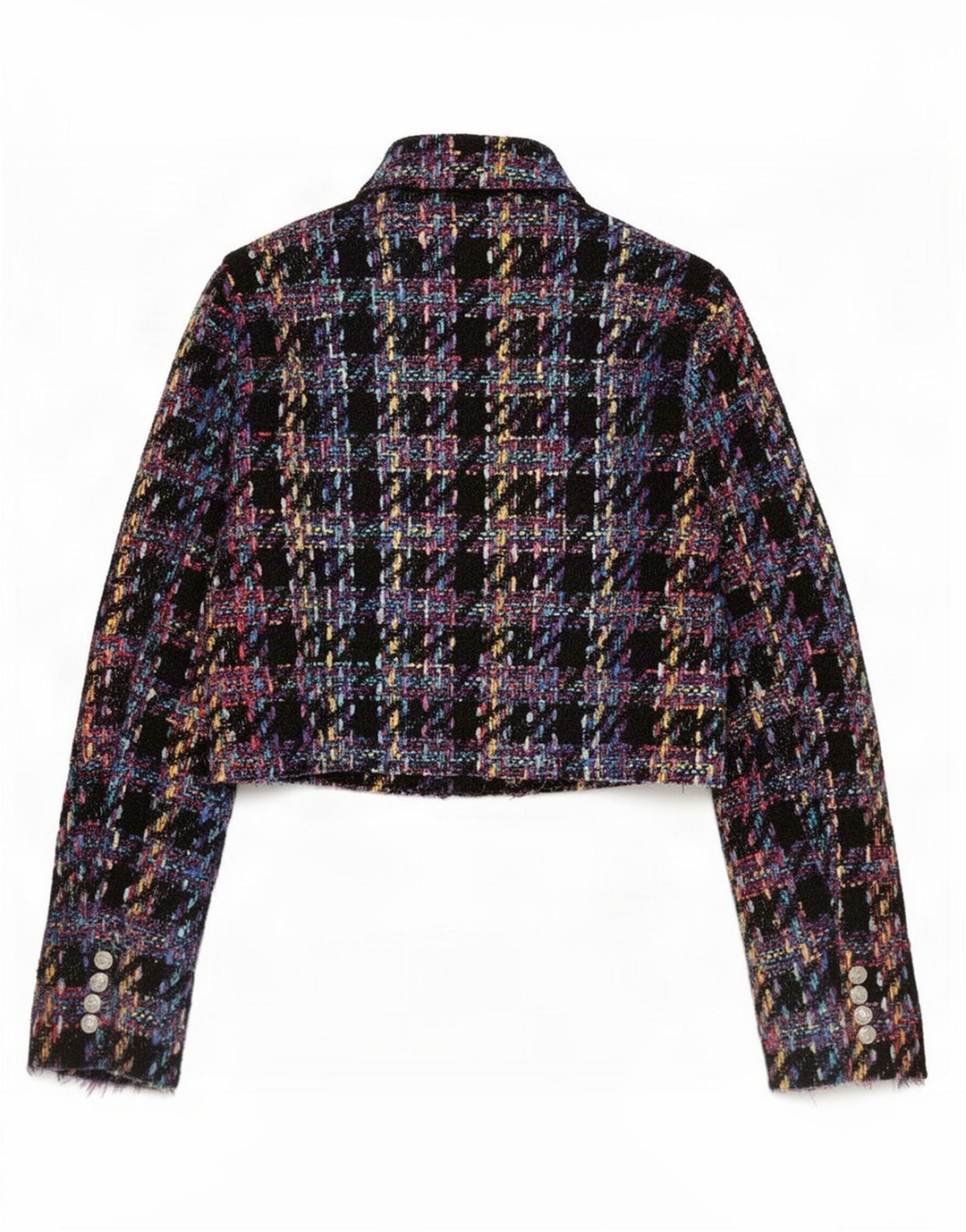 Giacca blazer doppiopetto corta da donna Zara UK 14 grande plaid nero