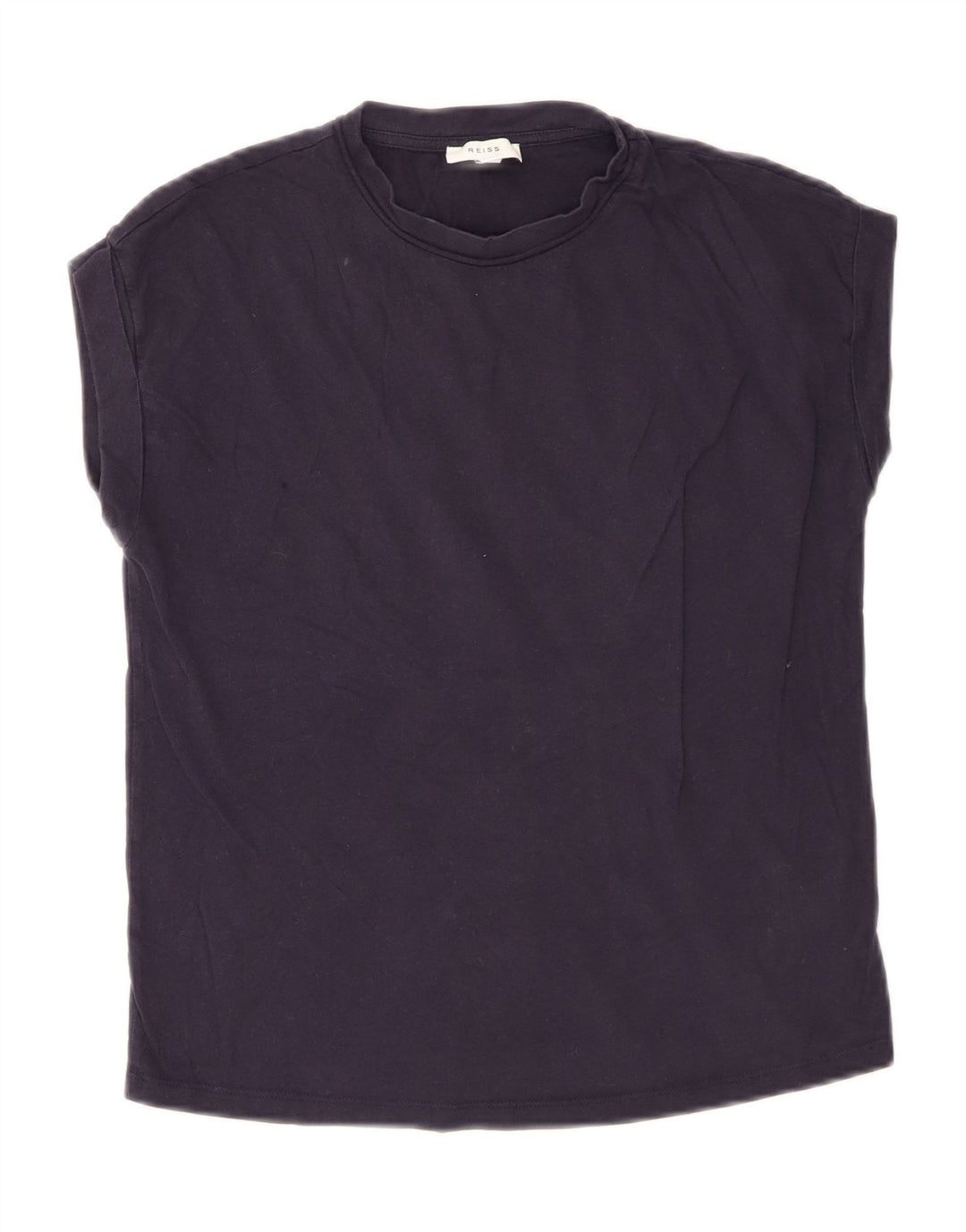 REISS Womens T-Shirt Top UK 14 Medium Navy Blue Cotton