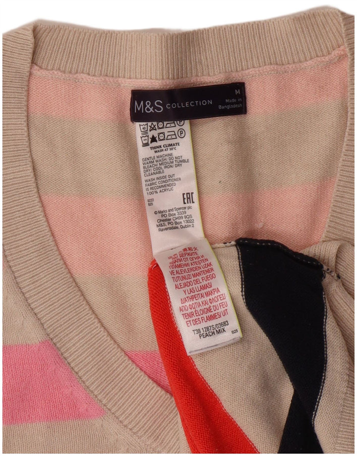 MARKS & SPENCER Maglione da donna con scollo a V UK 14 medio multicolore