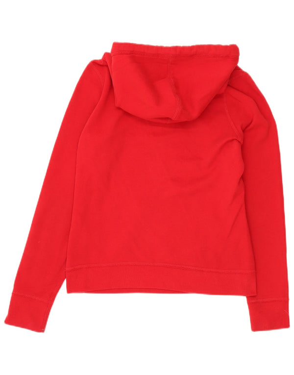 Maglione con cappuccio grafico da donna ABERCROMBIE & FITCH UK 14 grande cotone rosso