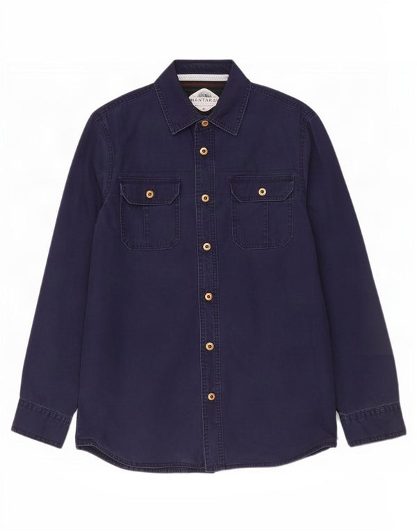 Camicia da uomo Mantaray in cotone blu navy medio