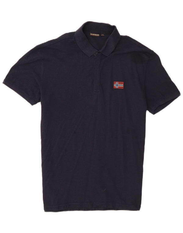 Polo geografica da uomo Napapijri grande in cotone blu navy